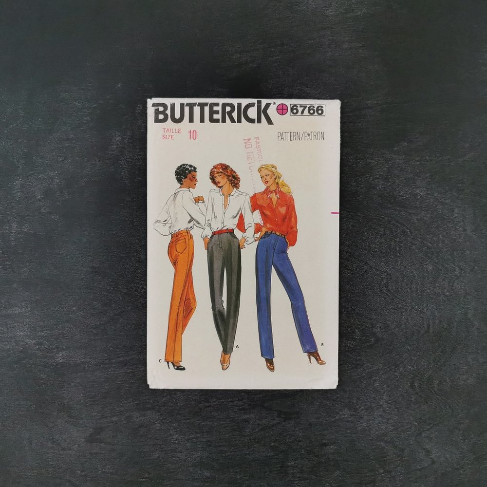 1980s Butterick 6766 Pant Sewing Pattern Waist 25 Modern US 2 Jean Style Trouser
